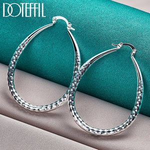 925 Sterling Silver Circle 41mm Hoop Earrings Lady Gift Charm Wedding Jewelry