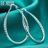 925 Sterling Silver Circle 41mm Hoop Earrings Lady Gift Charm Wedding Jewelry