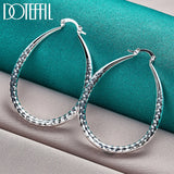 925 Sterling Silver Circle 41mm Hoop Earrings Lady Gift Charm Wedding Jewelry