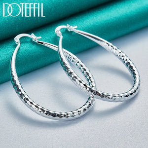 925 Sterling Silver Circle 41mm Hoop Earrings Lady Gift Charm Wedding Jewelry