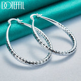 925 Sterling Silver Circle 41mm Hoop Earrings Lady Gift Charm Wedding Jewelry