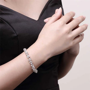 925 Silver Circle Chain Bracelet for Women Wedding Party