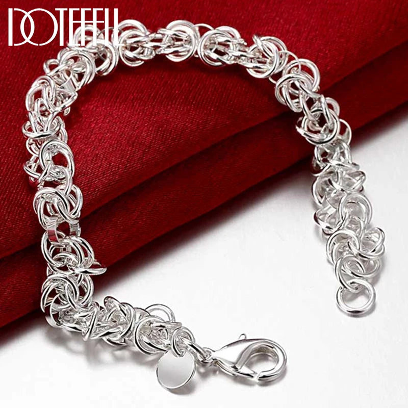 925 Silver Circle Chain Bracelet for Women Wedding Party