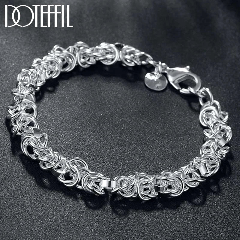 925 Silver Circle Chain Bracelet Women Charm Party Jewelry