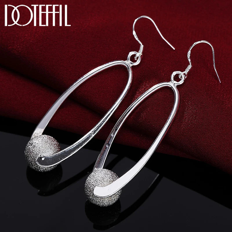 925 Sterling Silver Circle Hoop Earrings Charm For Women Lady
