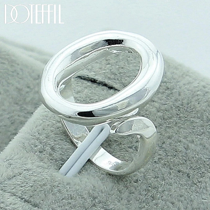 925 Sterling Silver Circle Open Rings for Women Wedding Engagement Party