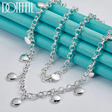 925 Silver Round Bean Necklace 18 Inch Chain