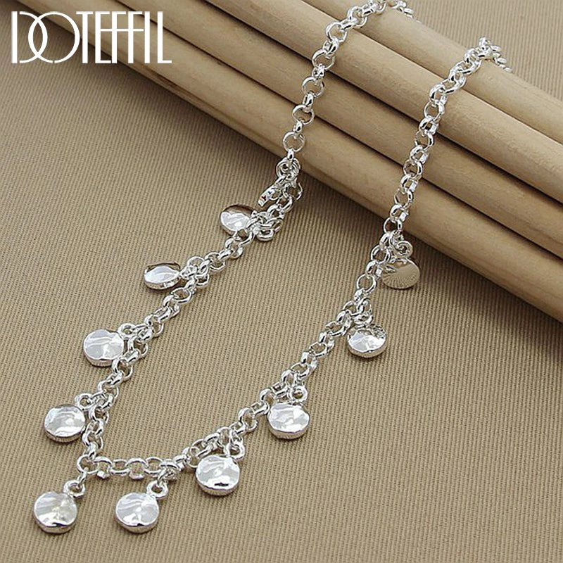 925 Silver Circle Bean Chain Necklace Wedding Jewelry