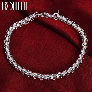925 Silver Circle Box Chain Bracelet Wedding Party Jewelry