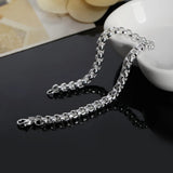 925 Silver Circle Box Chain Bracelet Wedding Party Jewelry