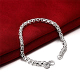 925 Silver Circle Round Box Chain Bracelet Wedding Jewelry