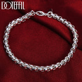 925 Silver Circle Round Box Chain Bracelet Wedding Jewelry