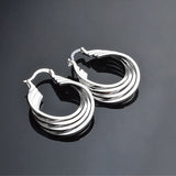 925 Sterling Silver Circle Shape Earrings Women Party Gift