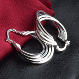 925 Sterling Silver Circle Shape Earrings Women Party Gift