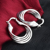 925 Sterling Silver Circle Shape Earrings Women Party Gift