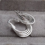 925 Sterling Silver Circle Shape Earrings Women Party Gift
