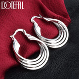 925 Sterling Silver Circle Shape Earrings Women Party Gift