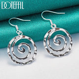 925 Silver Circle Spiral Earring Women Wedding Engagement Party