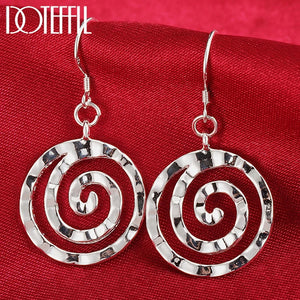 925 Silver Spiral Circle Earring Women Wedding Party Charm Jewelry