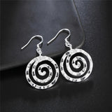 925 Silver Spiral Circle Earring Women Wedding Party Charm Jewelry
