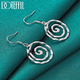 925 Silver Circle Spiral Earring Women Wedding Engagement Party