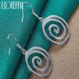 925 Silver Circle Spiral Earring Women Wedding Engagement Party