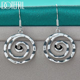 925 Silver Circle Spiral Earring Women Wedding Engagement Party