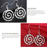 925 Silver Spiral Circle Earring Women Wedding Party Charm Jewelry