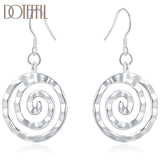 925 Silver Spiral Circle Earring Women Wedding Party Charm Jewelry