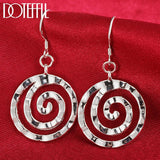 925 Silver Circle Spiral Earring Women Wedding Engagement Party