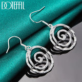 925 Silver Circle Spiral Earring Women Wedding Engagement Party