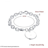 925 Sterling Silver Circle Tag Bracelet Wedding Jewelry