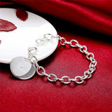 925 Sterling Silver Circle Tag Bracelet Wedding Jewelry