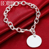 925 Sterling Silver Circle Tag Bracelet Wedding Jewelry