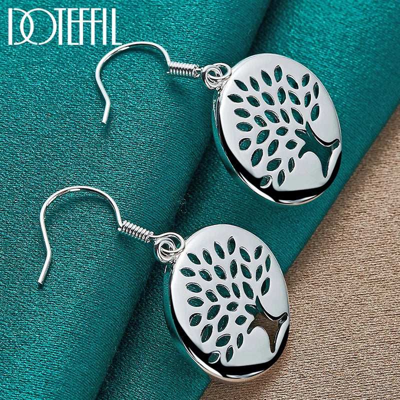 925 Silver Tree Drop Earring Charm for Women