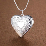 925 Silver Snake Chain Heart Photo Frame Necklace