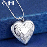 925 Silver Snake Chain Heart Photo Frame Necklace