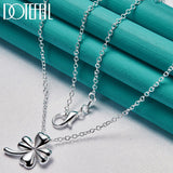 925 Silver Clover Flower Pendant Necklace 18 Inch Chain Women Wedding Engagement