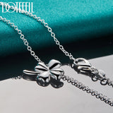 925 Silver Clover Flower Pendant Necklace 18 Inch Chain Women Wedding Engagement