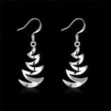 925 Silver Crescent Drop Earrings Women Jewelry Wedding Party Gift