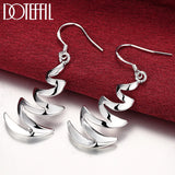 925 Silver Crescent Drop Earrings Women Jewelry Wedding Party Gift