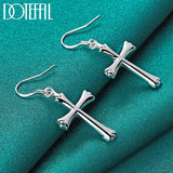 925 Silver Cross Drop Earring for Wedding Engagement Party