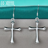 925 Silver Cross Drop Earring for Wedding Engagement Party