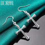 925 Silver Cross Drop Earring for Wedding Engagement Party