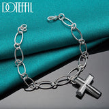 925 Silver Cross Heart Pendant Bracelet for Women