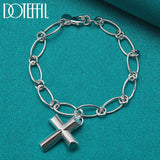925 Silver Cross Heart Pendant Bracelet for Women