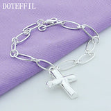 925 Silver Cross Pendant Bracelet Woman Wedding Jewelry
