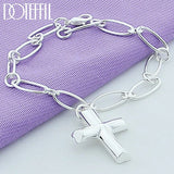 925 Silver Cross Pendant Bracelet Woman Wedding Jewelry