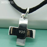 925 Silver Cross Pendant Necklace Rope Chain Wedding Engagement Jewelry