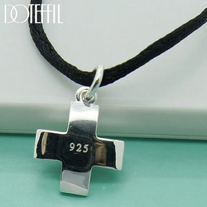 925 Silver Cross Pendant Necklace Rope Chain Wedding Engagement Jewelry